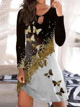 Vestido de manga larga con temperamento estampado